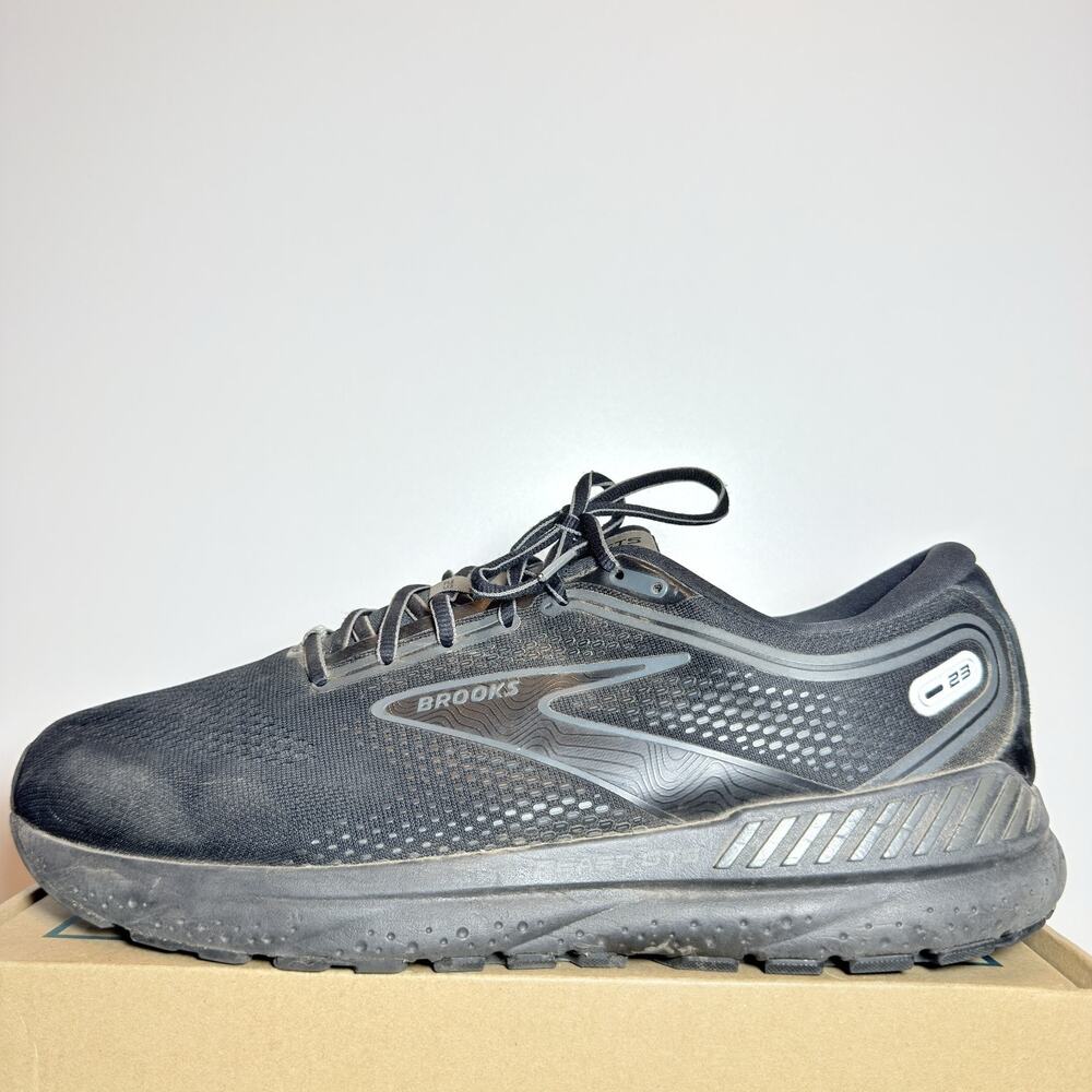 Brooks Adrenaline GTS 23 Mens 13 Black Grey Stability Running Shoes Sneakers